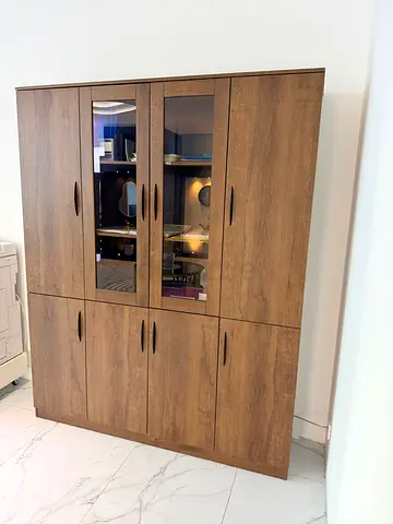Wooden Storage Cabinet with Glass Display - Good Condition