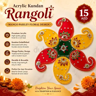 Acrylic Kundan Rangoli - Mango Paisley Floral Design