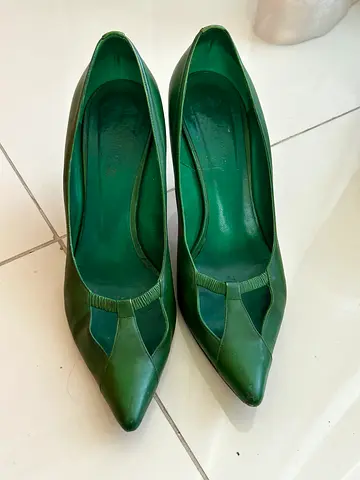 Veronique Branquinho Green leather pointed-pie shoes size 37-38.