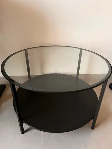 IKEA VITTSJÖ Round Glass Top Coffee Table
