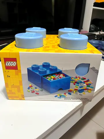 LEGO Brick Drawer - Light Blue, 4 Knobs & Stackable