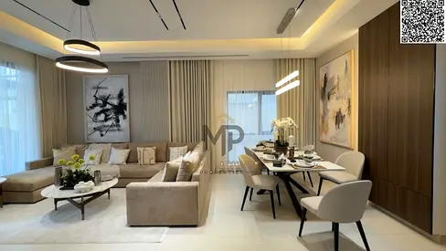 An upscale villa featuring a modern design and spacious areas, distinguished by a practical layout suitable for large families.