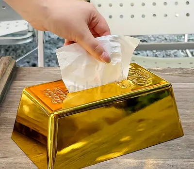 PREORDER ONLY 1pc Luxury Golden Octagonal Tissue Box - Glossy Plastic Golden Tissue Holder