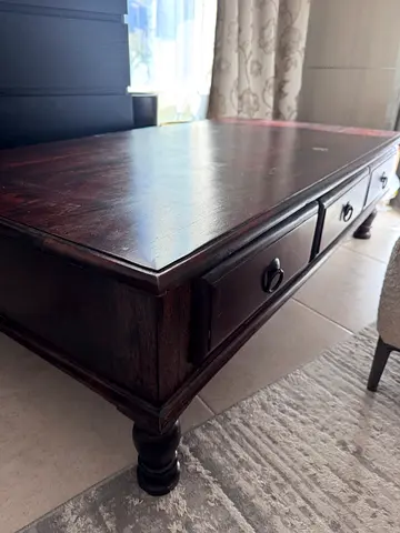 Coffee table with large drawers, solid wood
