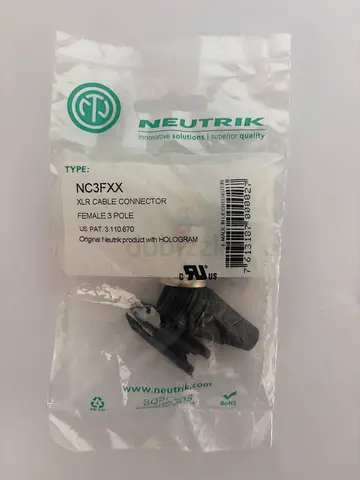 Neutrik NC3FXX XLR 3-Pin Female Cable Connector (new in bag)