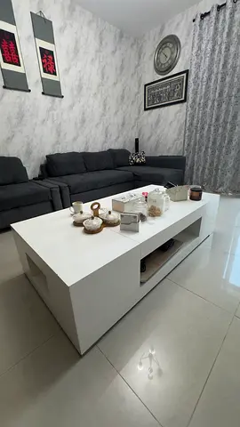 White modern stylish big coffee table with storage sides — great condition