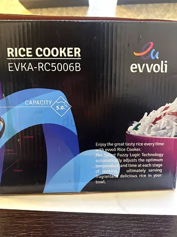 Brand New Evvoli EVKA-RC5006B Rice Cooker (like new in box) - 6 Programs, LED Display