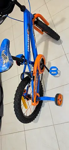 Kids 16" Blue Orange Hotwheels Brand Bike with Training Wheels - Good Condition, only requires cover