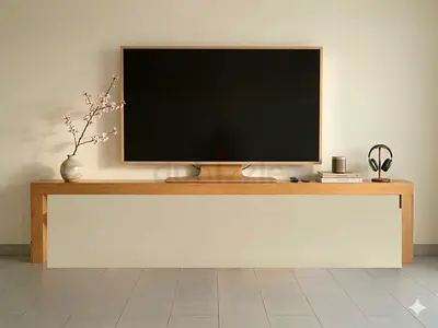 wooden TV console table