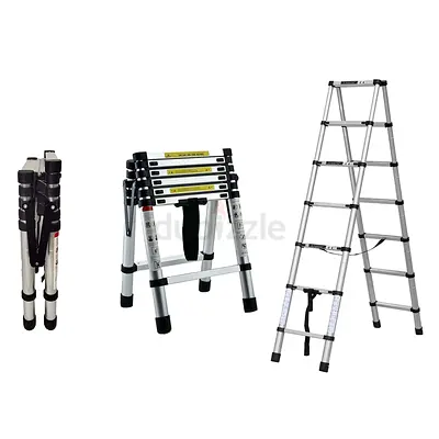 Telescopic Multi-Position Aluminum Ladder — Foldable, Portable