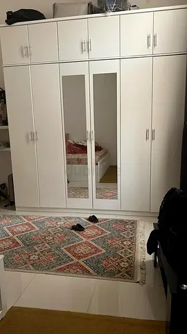 White 6-Door Wardrobe with Mirrors - Good Condition