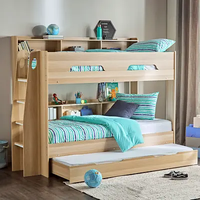 Like-New Home Centre Orion Bunk Bed + Trundle & 3 Mattresses