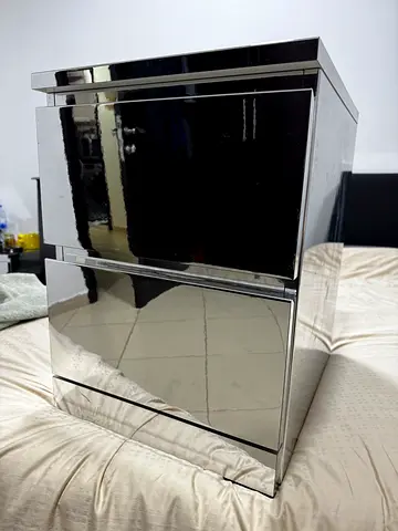 Pair of mirrored bedside cabinets - modern mirrored nightstands.