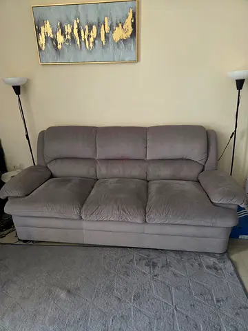 Grey 3-seater fabric sofa in good used condition