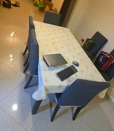6-Seater Dining Table with Padded Chairs - Good Condition