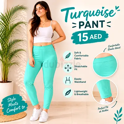 Turquoise Stretchy Women's Pants