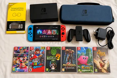Nintendo Switch OLED + 6 Games + Dock + Case + Accessories