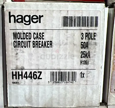 Hager HH446Z 3-Pole Molded Case Circuit Breaker 50A (New)