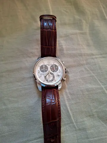 Certina Podium Men's stainless chronograph watch with brown leather strap