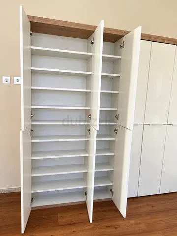 Large White Multi-Shelf Wardrobe / Storage Cabinet - Good Condition,