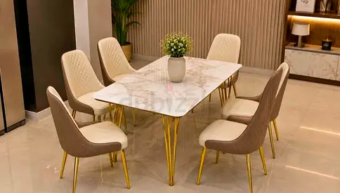 Brand-new High Quality Luxury Top Marble dinning Table with 6 Chairs Available