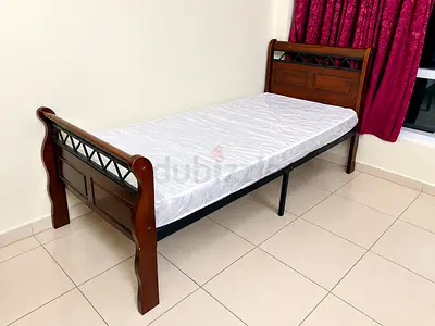 Single Wooden Bed Frame with Headboard and Footboard - Good Condition