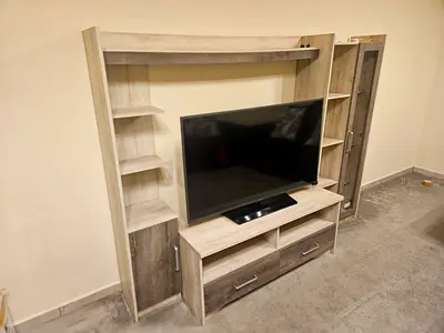 Wooden Entertainment Center / TV Unit with Storage - Light Oak Finish .