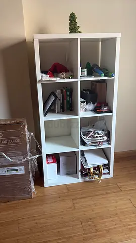 White 8-Compartment Kallax-Style Storage Shelf - Good Condition