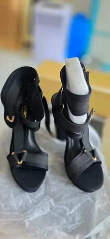 New Black Strappy Heeled Sandals