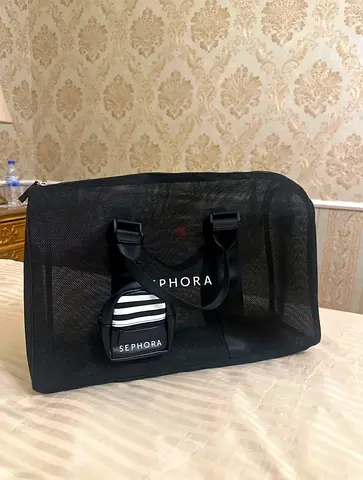 Sephora Black Mesh Travel/duffle Bag with Mini Pouch