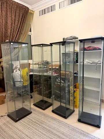 Set of 4 Glass Display Cabinets / Showcase Tall Curio Cabinets