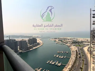 غرفتين ماستر وصاله كورنيش الخان مع باركينج مجاني بلكونه خزائن بالحائط مساحات واسعه اطلاله بحريه