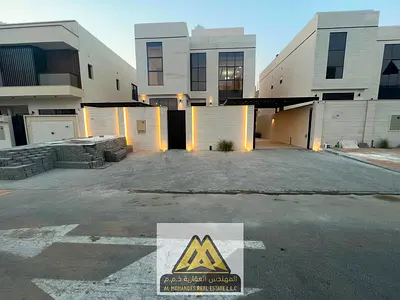 Premium villa for sale in Al Helio 2, Ajman. 5 bedrooms, majlis, semi-furnished hall, 3,014 sq.ft plot, 3,600 sq.ft built-up, excellent setback.