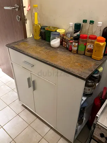 Compact kitchen cabinet with countertop and drawers - good condition