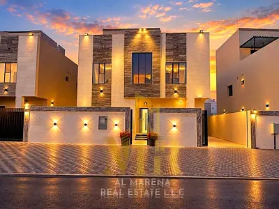 Modern Villa for Sale in Al Helio 2 – Ajman | 5 Master Bedrooms | Two Floors + Roof | All Fees and Services Included
