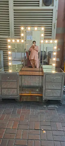 Vanity Dressing Table with Lighted Hollywood Mirror and Drawers