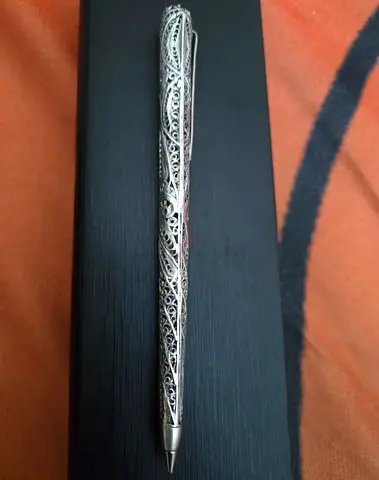 Vintage Pure 999 Silver filigree ballpoint pen — ornate collectible Very Rare Find