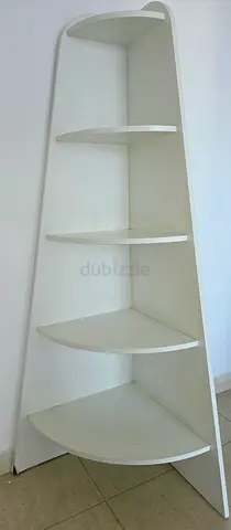 White corner shelving unit - 5-tier compact display shelf