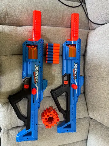 Two X-Shot Rapid-Fire Foam Dart Blasters with Extra Ammo