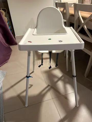 White Adjustable Baby High Chair with Safety Straps