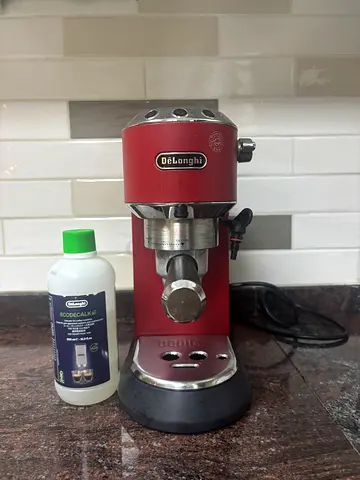 DeLonghi Dedica Espresso Machine with Milk Frother - Red