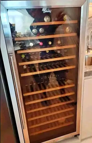 Terim  Wine Cooler / Beverage Fridge - Stainless Steel, Wooden Shelves