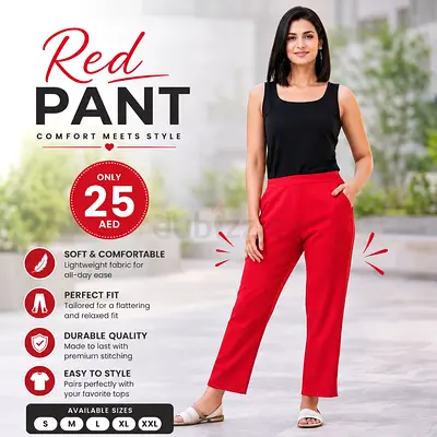Red Women's Casual Pants