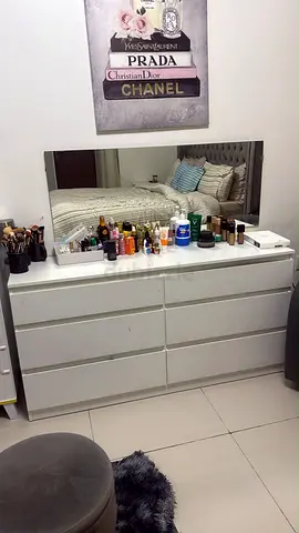 White 6-Drawer Dresser with Mirror - Good Condition