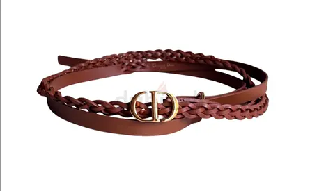 Christian Dior braided brown leather belt, size Small