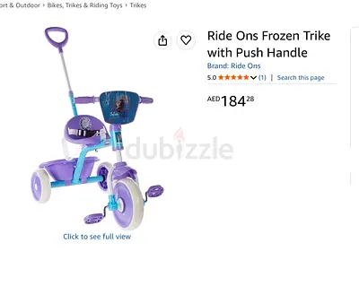Ride Ons Frozen-themed Trike with Push Handle — Excellent Condition