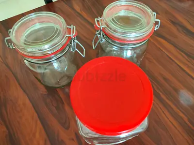 Set of 3 Glass Storage Jars with Airtight Lids — Good Condition
