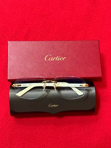 Authentic Cartier Rimless glasses Composite Pearly Gold Ref. CT0056O 100% Genuine