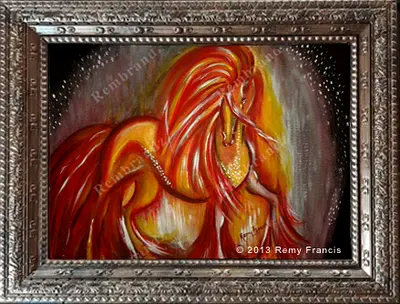 Original Framed Painting 'Flame Horse'