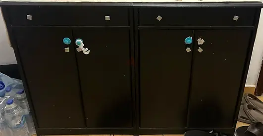 Black Wooden Shoe Cabinet / Storage Unit - 2 Sections